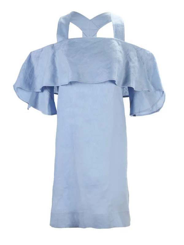 Finley Cascade Linen Dress (Pale Peri)