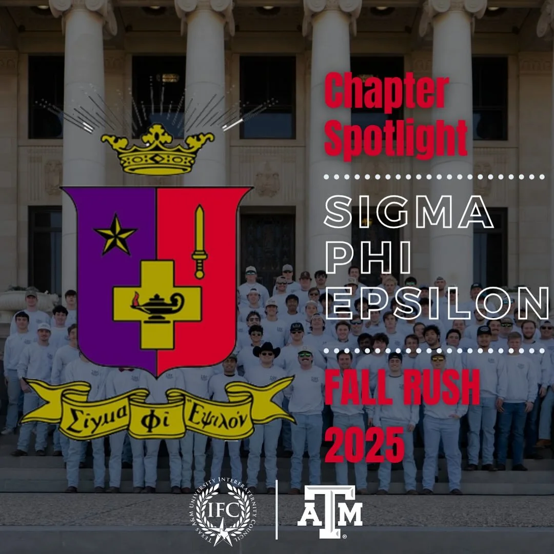 Our next Chapter Spotlight goes out to the brothers of Sigma Phi Epsilon! Be sure to check these guys out, and remember to register for recruitment. Gig em and Go Greek 👍

#tamu #tamu29 #tamu28 #texasaggies #texasam #greeklife #aggiegreeks #fraterni