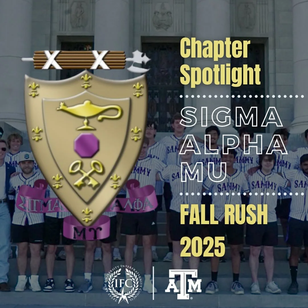 Our next Chapter Spotlight goes out to the brothers of Sigma Alpha Mu! Be sure to check these guys out, and remember to register for recruitment. Gig em and Go Greek 👍

#tamu #tamu29 #tamu28 #texasaggies #texasam #greeklife #aggiegreeks #fraternity 