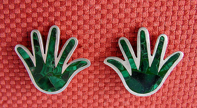 Greenstone Hand Earrings