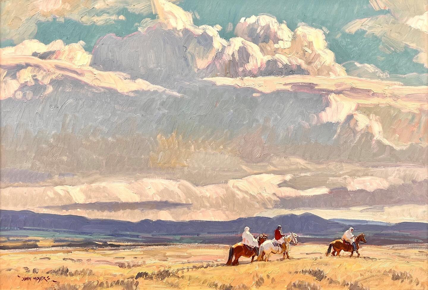 We&rsquo;ve been so lucky this summer to have a robust monsoon season here in Santa Fe. Most afternoons, our landscape is framed by brooding, heavy clouds- just like those portrayed in &ldquo;West Side of the Gorge&rdquo; by John Moyers. That combina