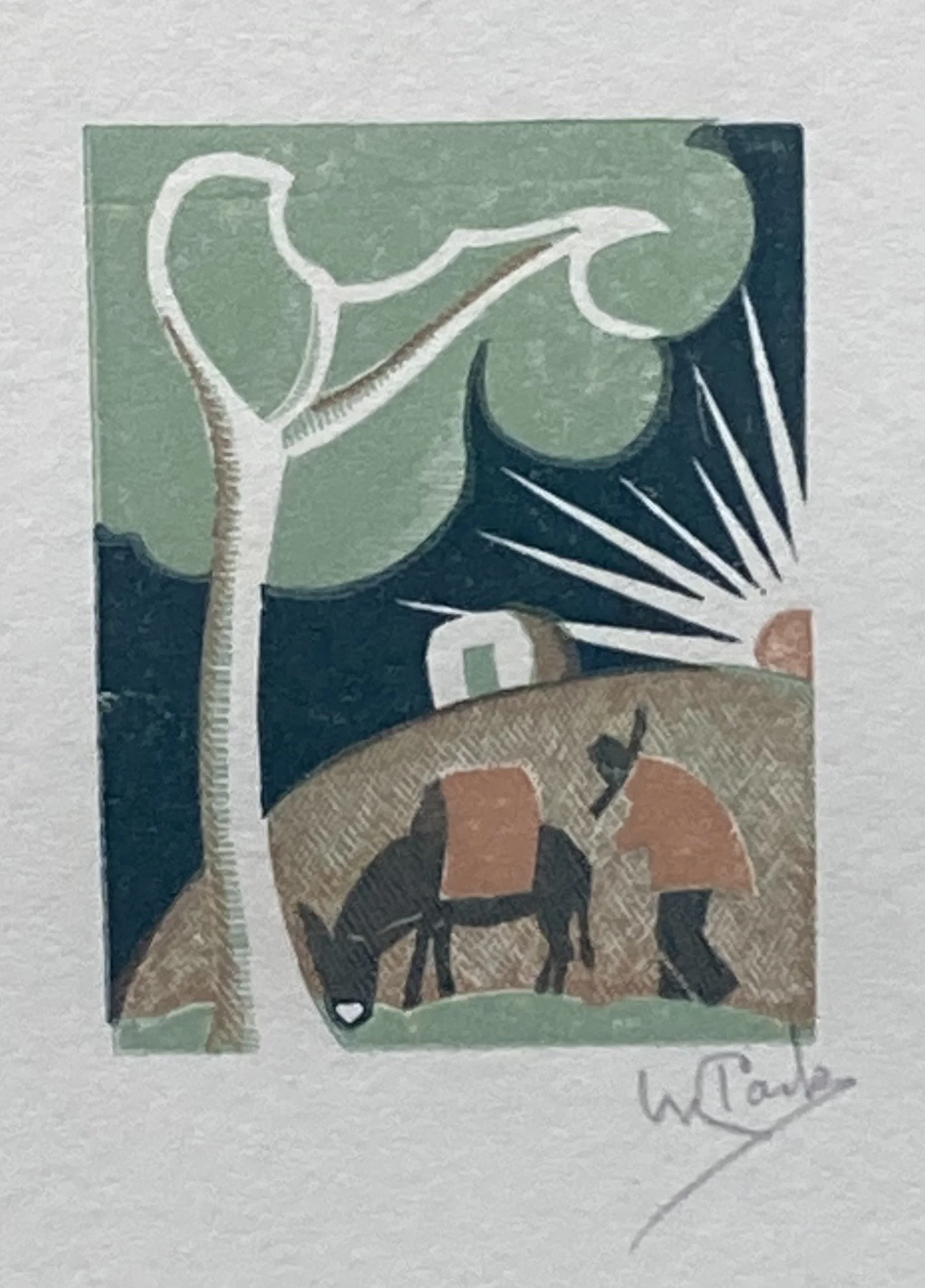 Untitled (Man and Burro Under Tree)