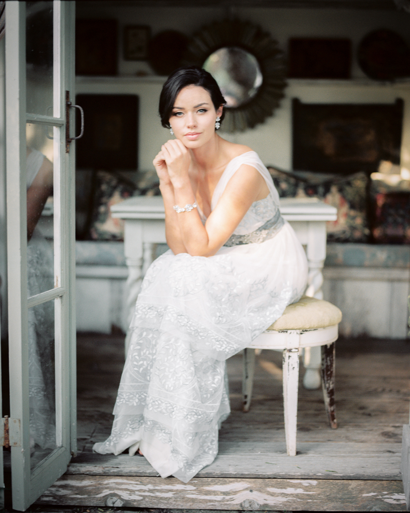 Bride Sitting At The Folley Estate Garden Wedding