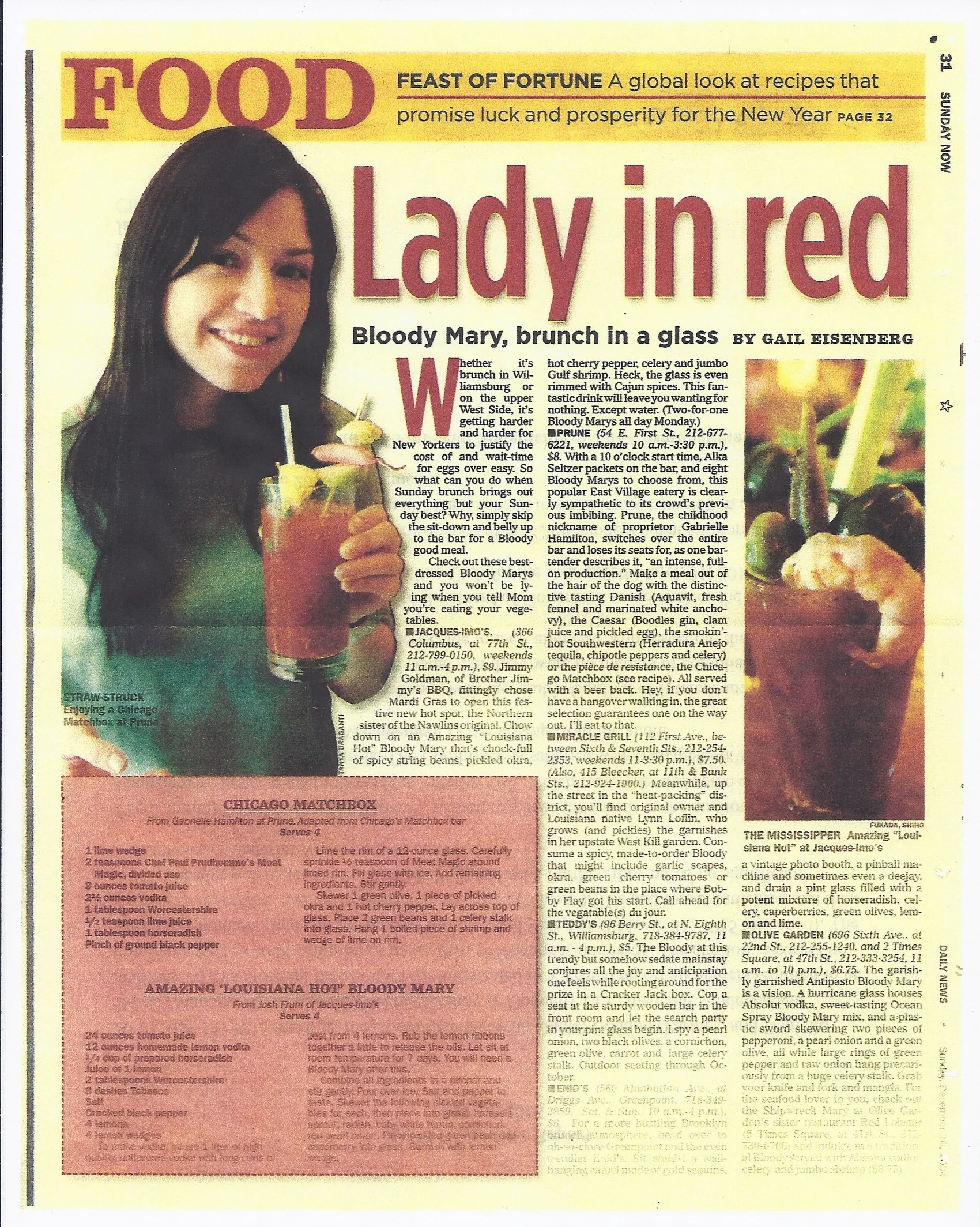Bloody Marys Most Like a Meal