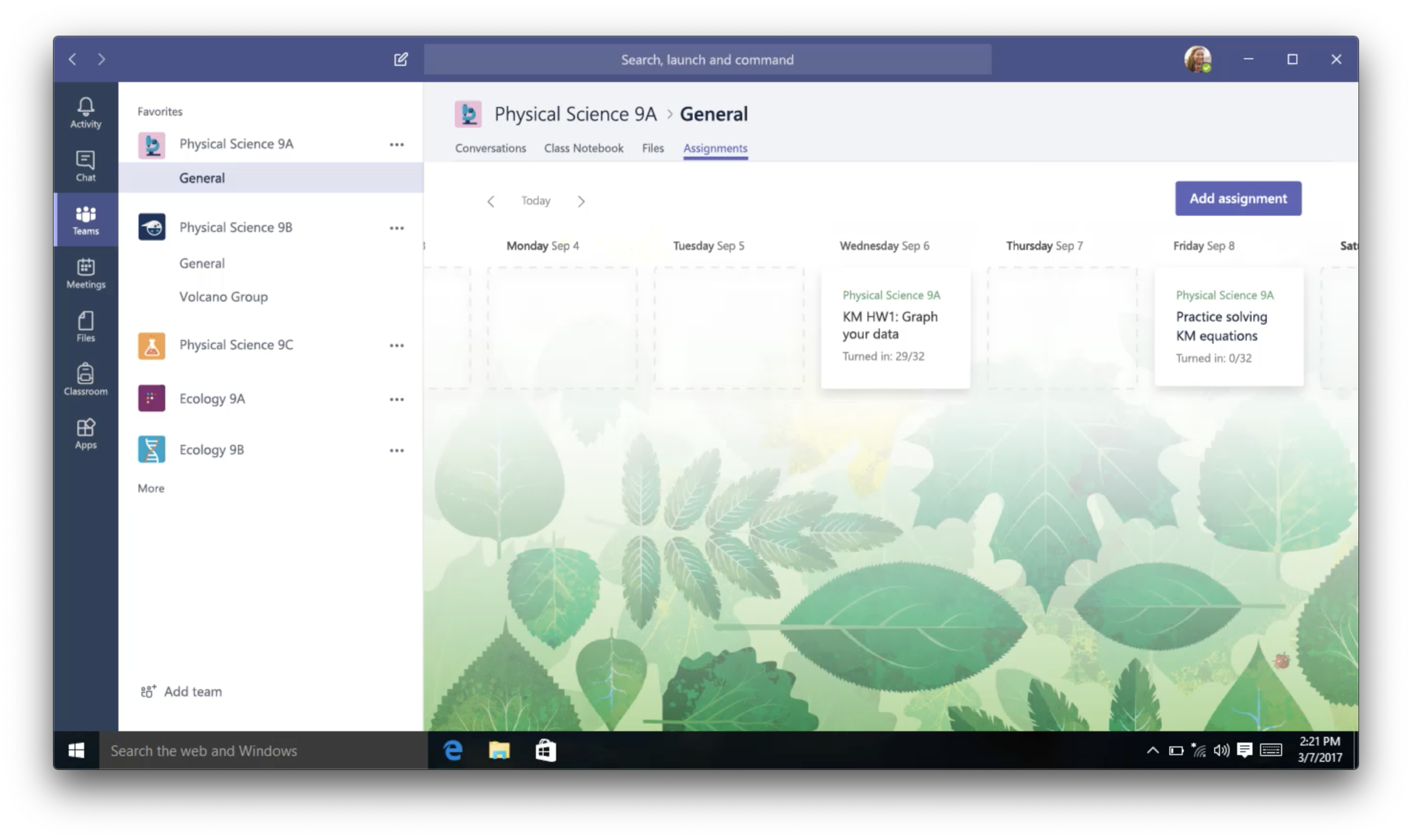  Teams for Education motion study. 