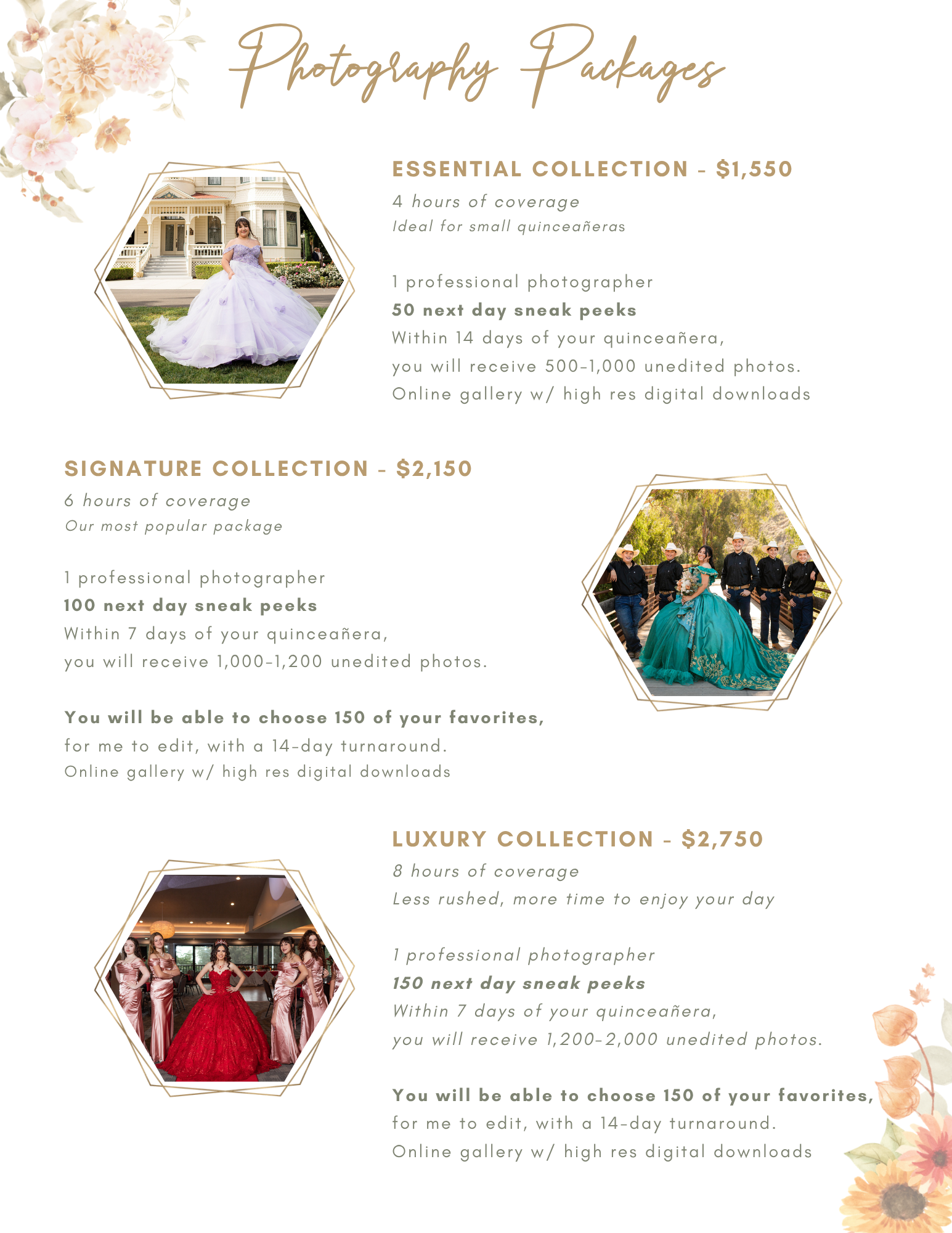 Ventura County Quinceañera Photography Packages and Pricing | Amori Photography