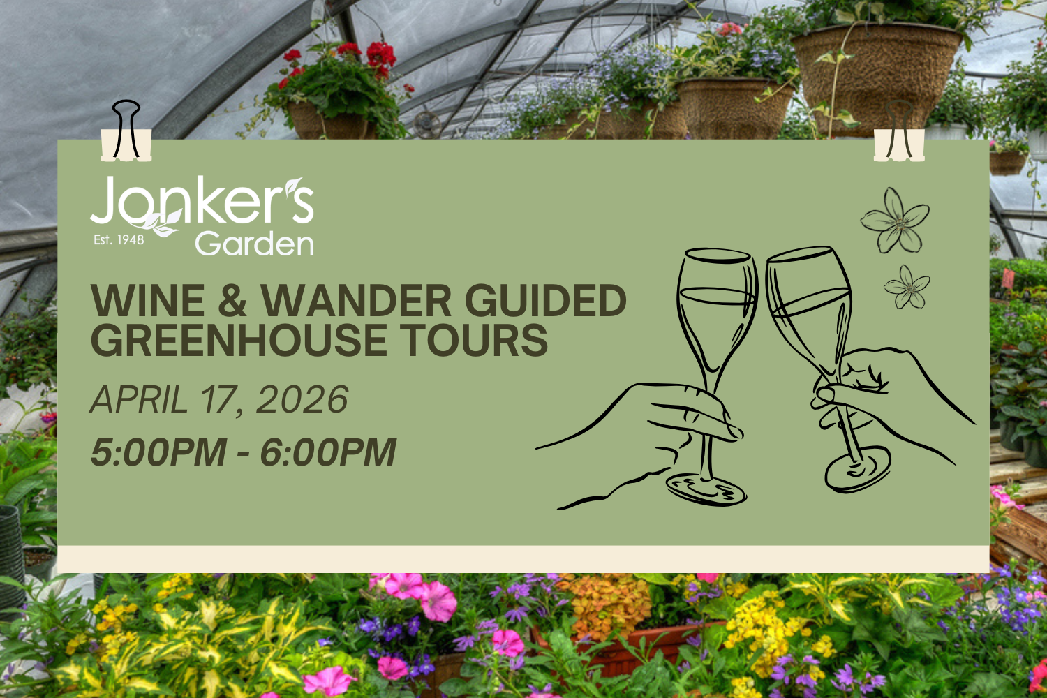 Wine &amp; Wander Guided Greenhouse Tours