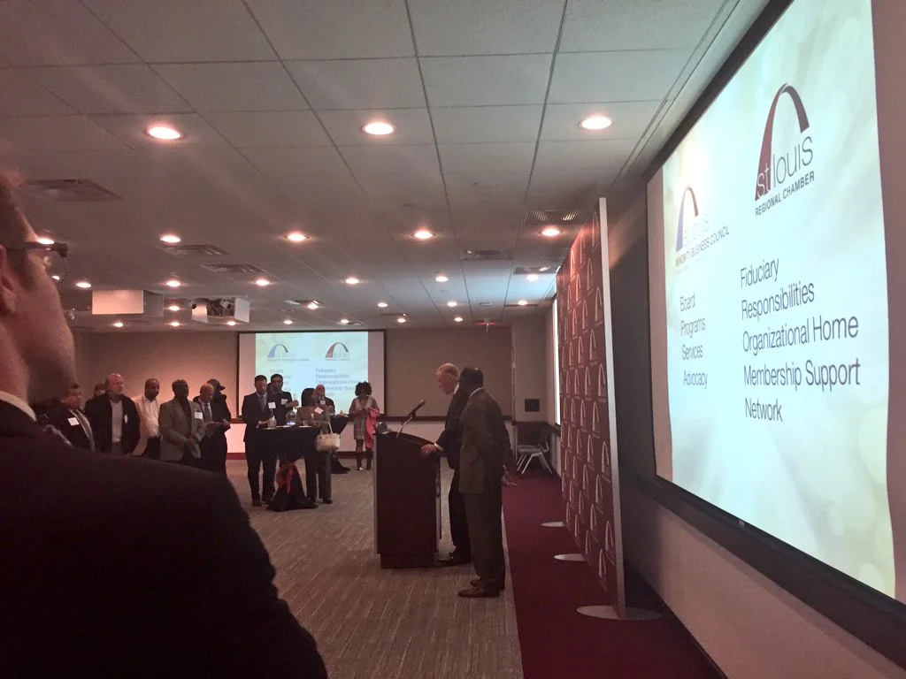 Joe Reagan, President and CEO of the St. Louis Regional Chamber introducing the new Board of Directors of the St. Louis Minority Business Council, and the Council's new strategic partnership with the Regional Chamber.