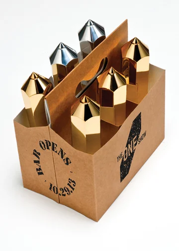  Headline: Bar Opens Oct . 29 . 13 .     Image: six-pack of pencils.     CTA: Drink Up. Get Tickets.   Facebook   X      Instagram  