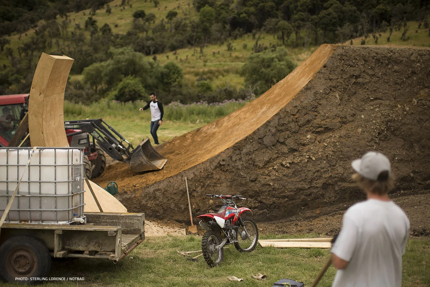 Brett Rheeder goes over vert on the Frew Farm in Winton, New Zealand