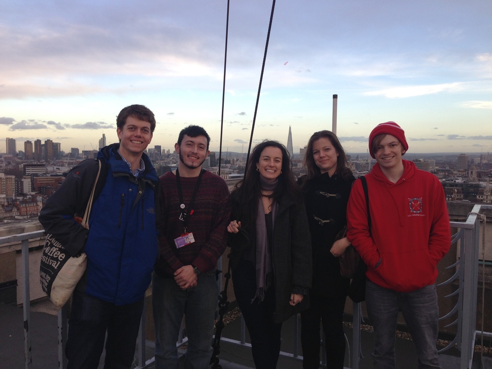  The team poses on top of Senate House 