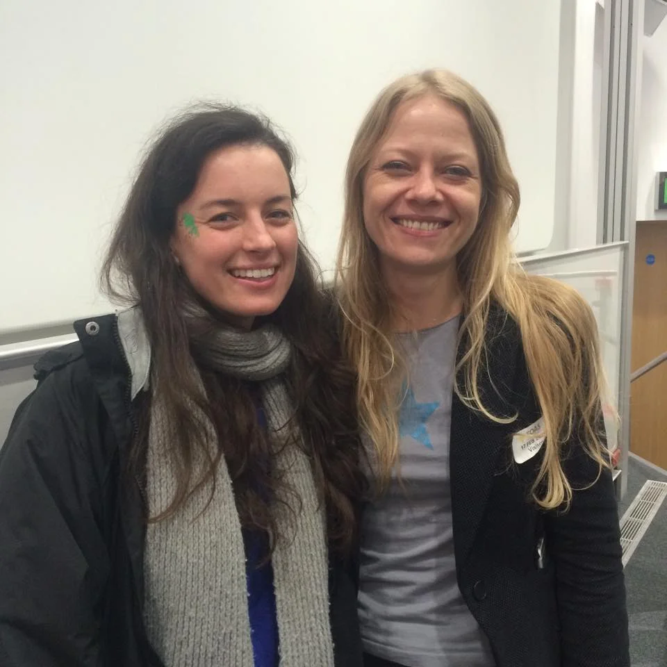 Sian Berry poses with Hannah from Solar SOAS / UniSolar