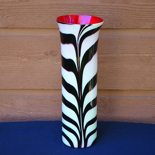Glass Zebra Print Cylinder Vase