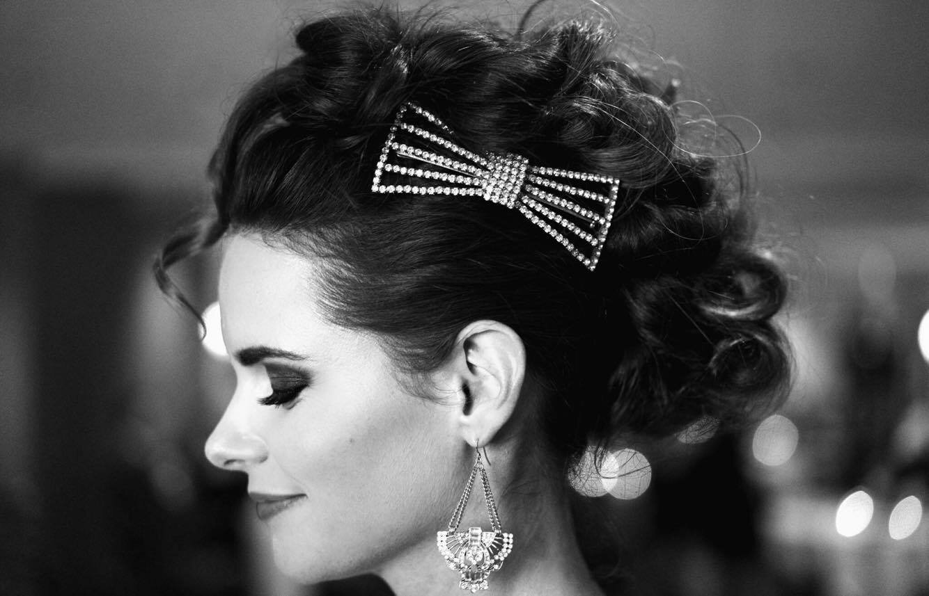 Emily Jo Hayes in a diamante hair bow from Via’s VIntage