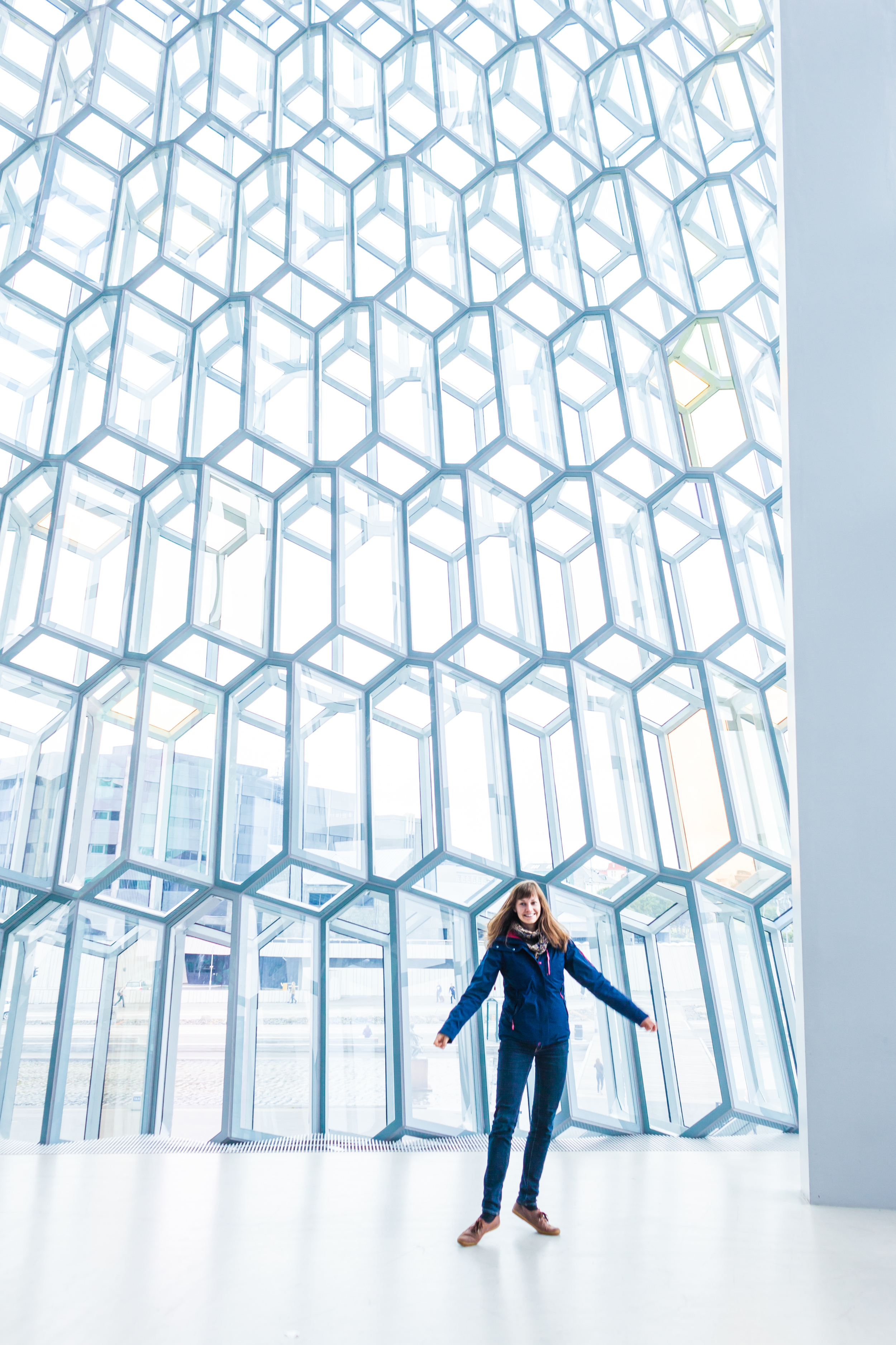 Theresa from Germany. Harpa Concert Hall, Reykjavik.