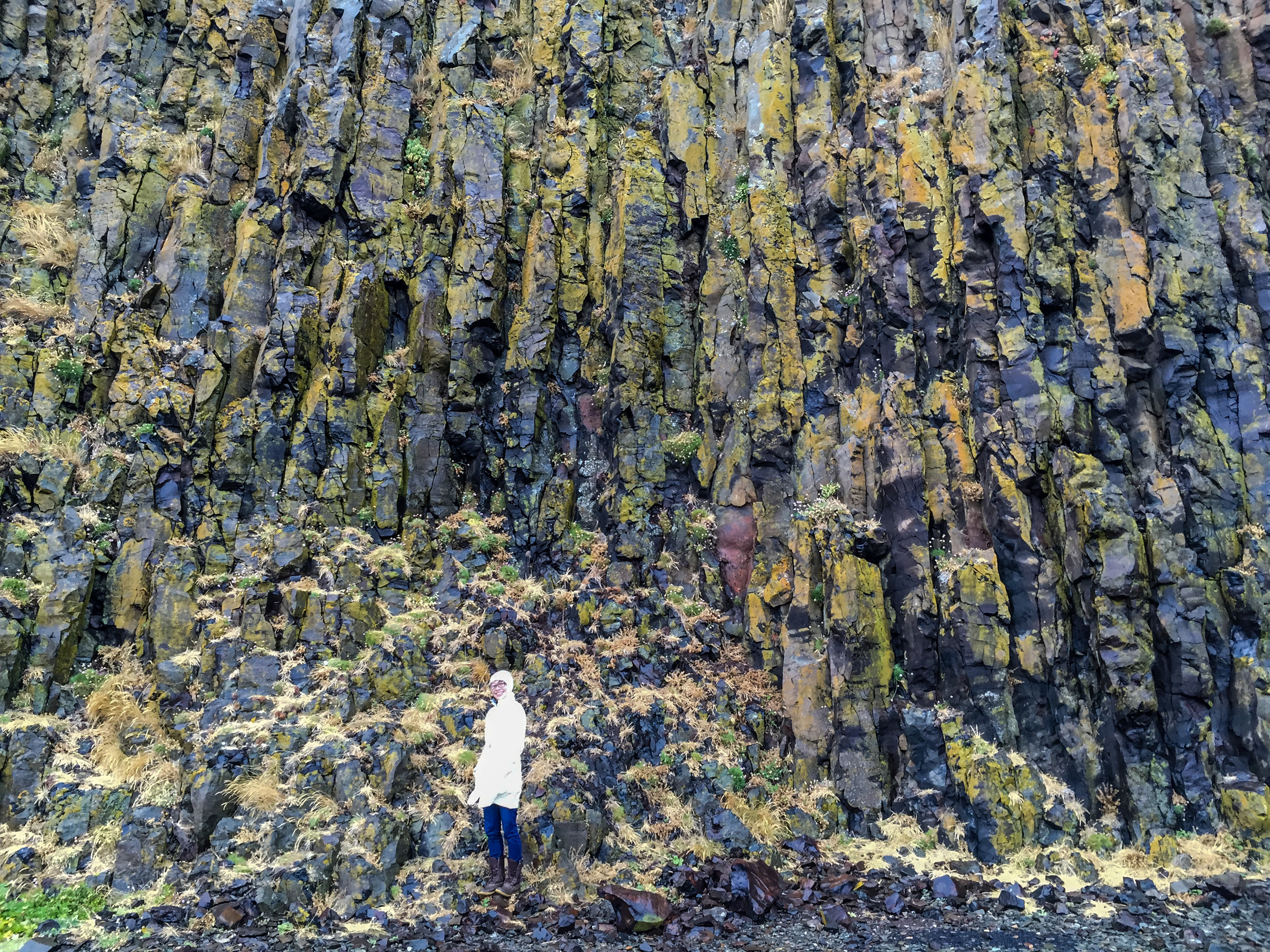 The colorful sea-side cliff of Stykkishólmur, Snaefellsnes.