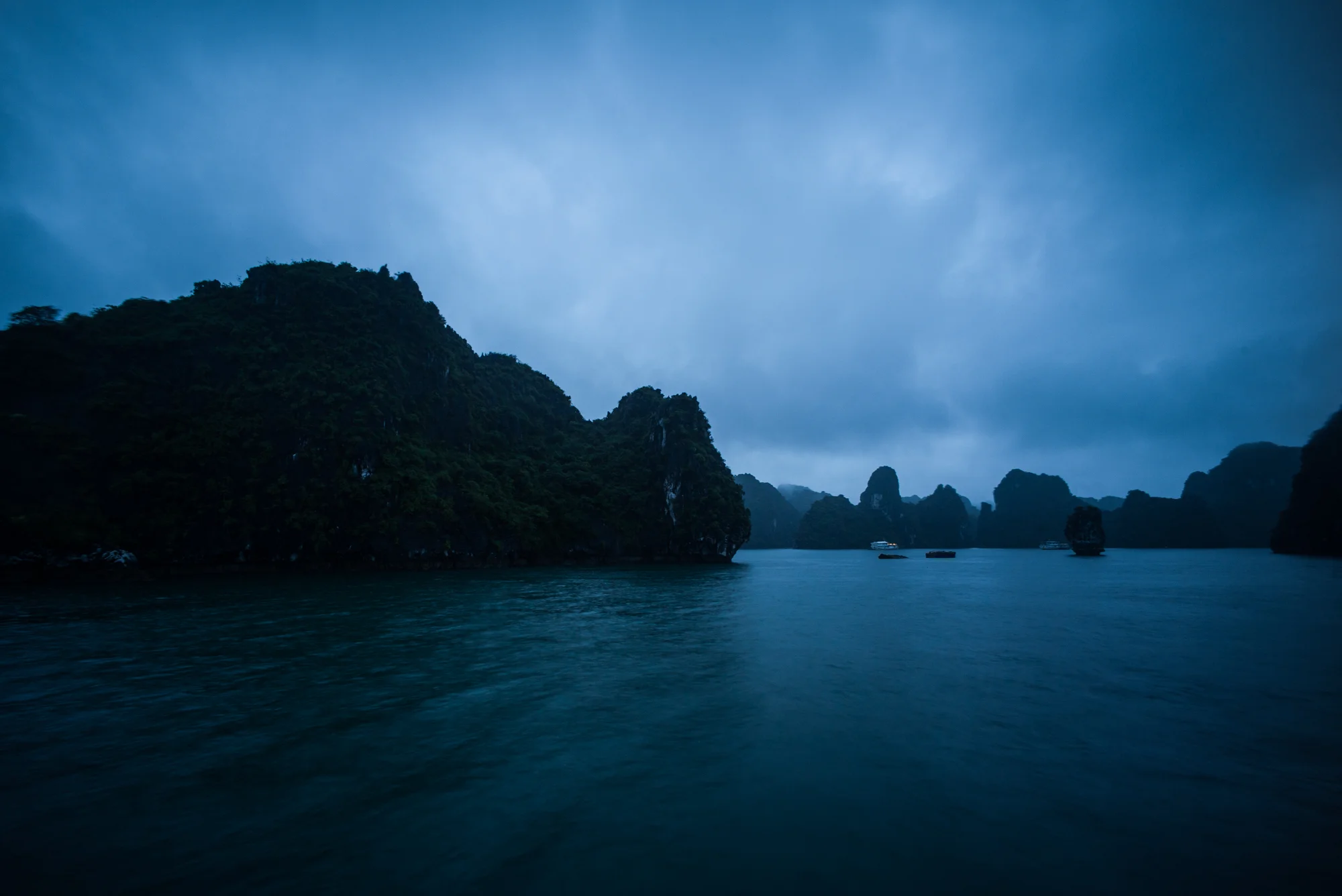 Sunrise in the bay, so mysteriously blue...