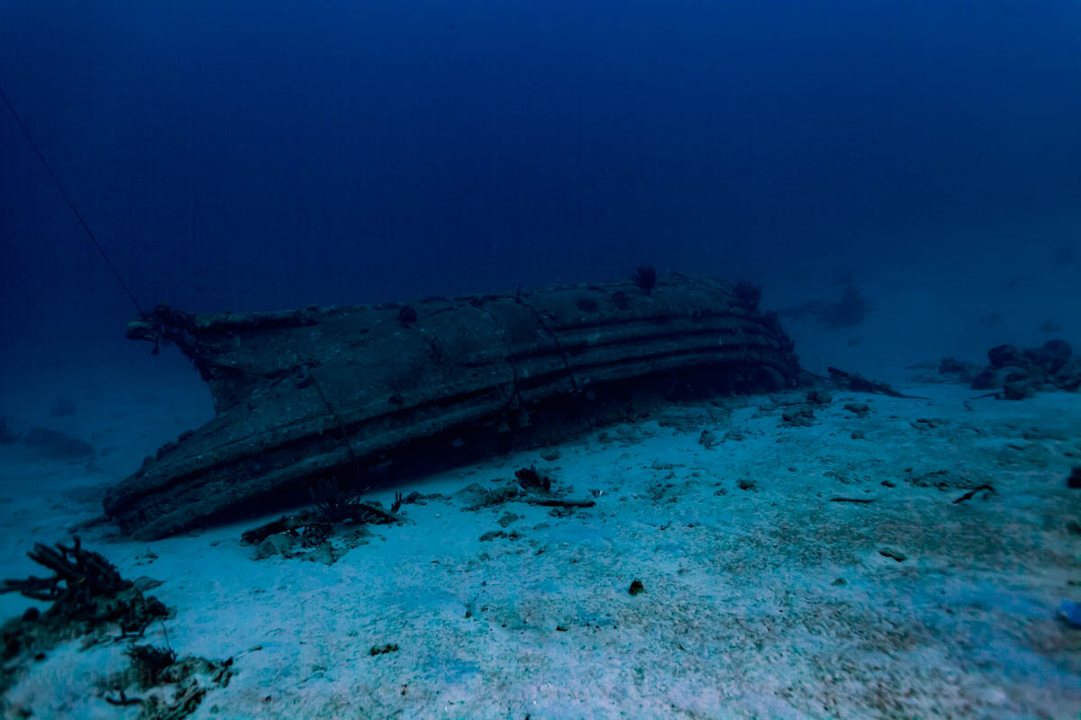 Barge sits at ~90 fsw. Lots of critters lurking underneath.