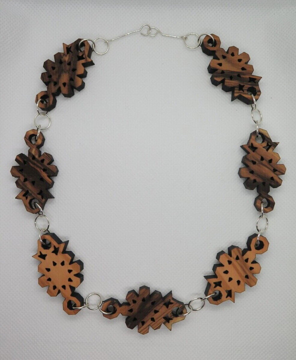 Natural Olive Wood Link Necklace 