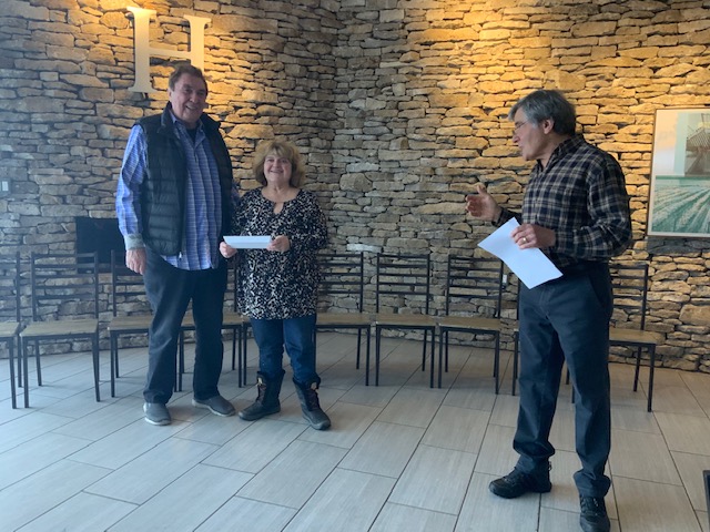 LHS President Gail Robinson being presented with the grant (2019)