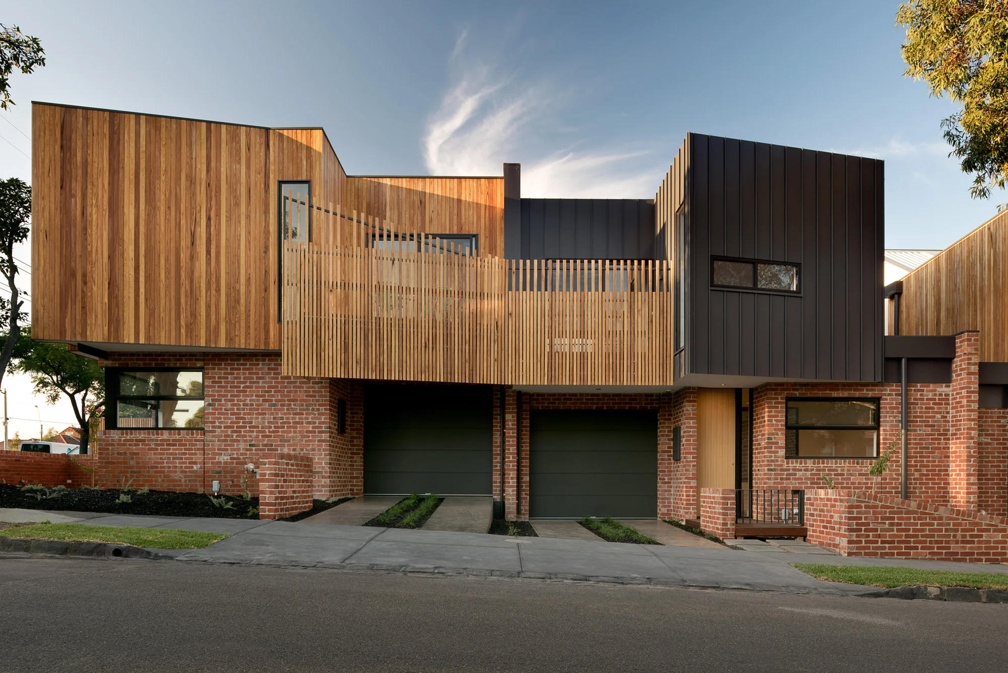 alphington townhouses radial timber cladding award winning residential architects melbourne