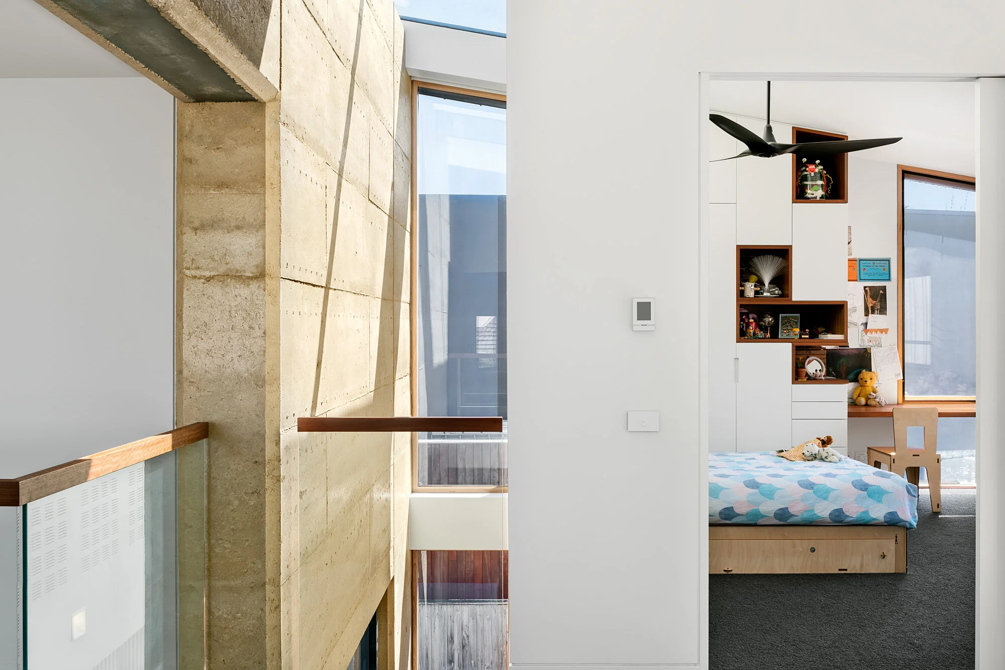 Double height void with skylight over. Naturally lit space.