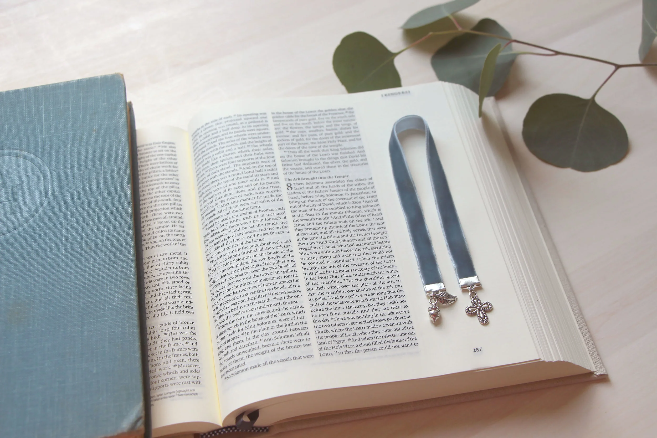Velvet Ribbon Cross Charm Bookmark: Live Oak Boutique