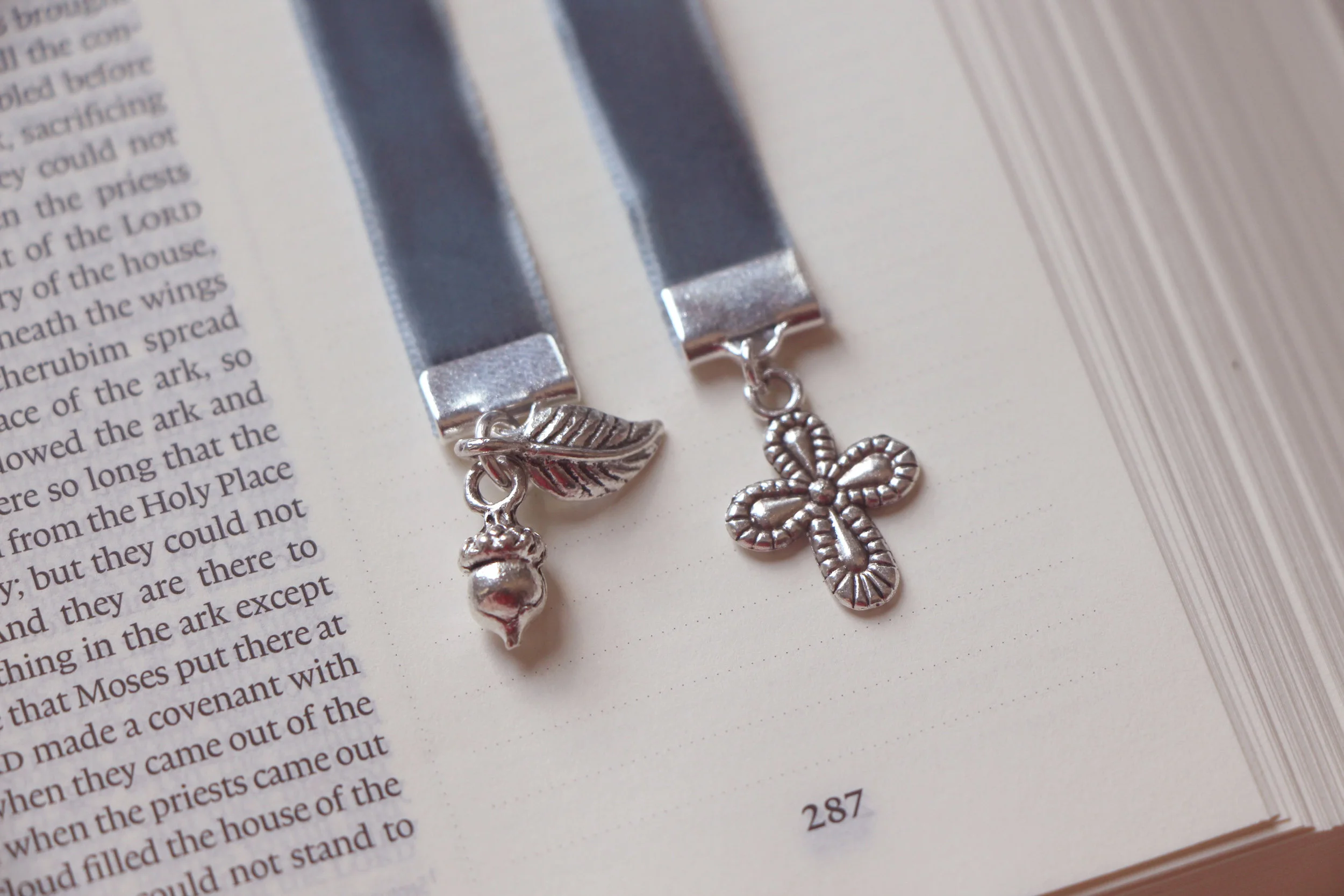 Velvet Ribbon Cross Charm Bookmark: Live Oak Boutique