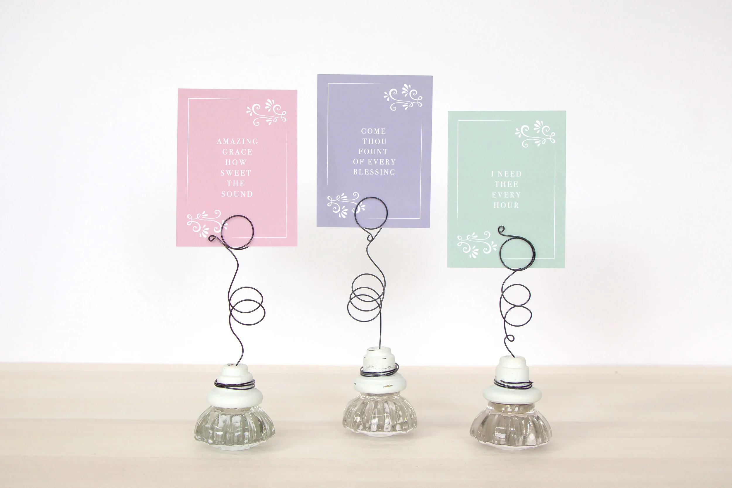 Vintage Glass Doorknob Card Holder from Live Oak Boutique. www.liveoakboutique.com