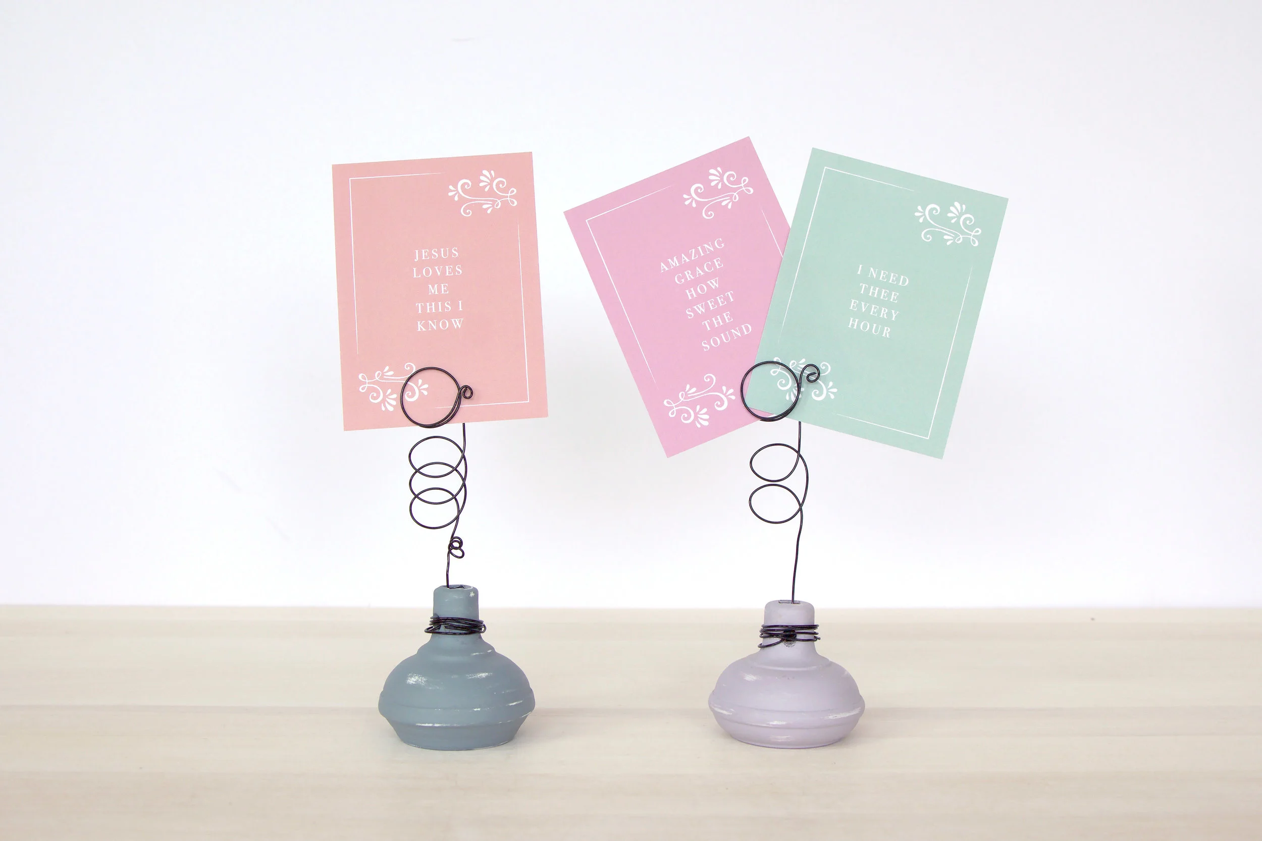 Hymn Inspired Cards and Vintage Doorknob Card Holders from Live Oak Boutique. www.liveoakboutique.com
