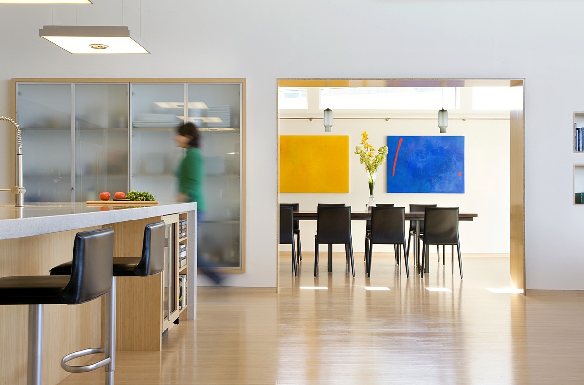 modern kitchen and dining room