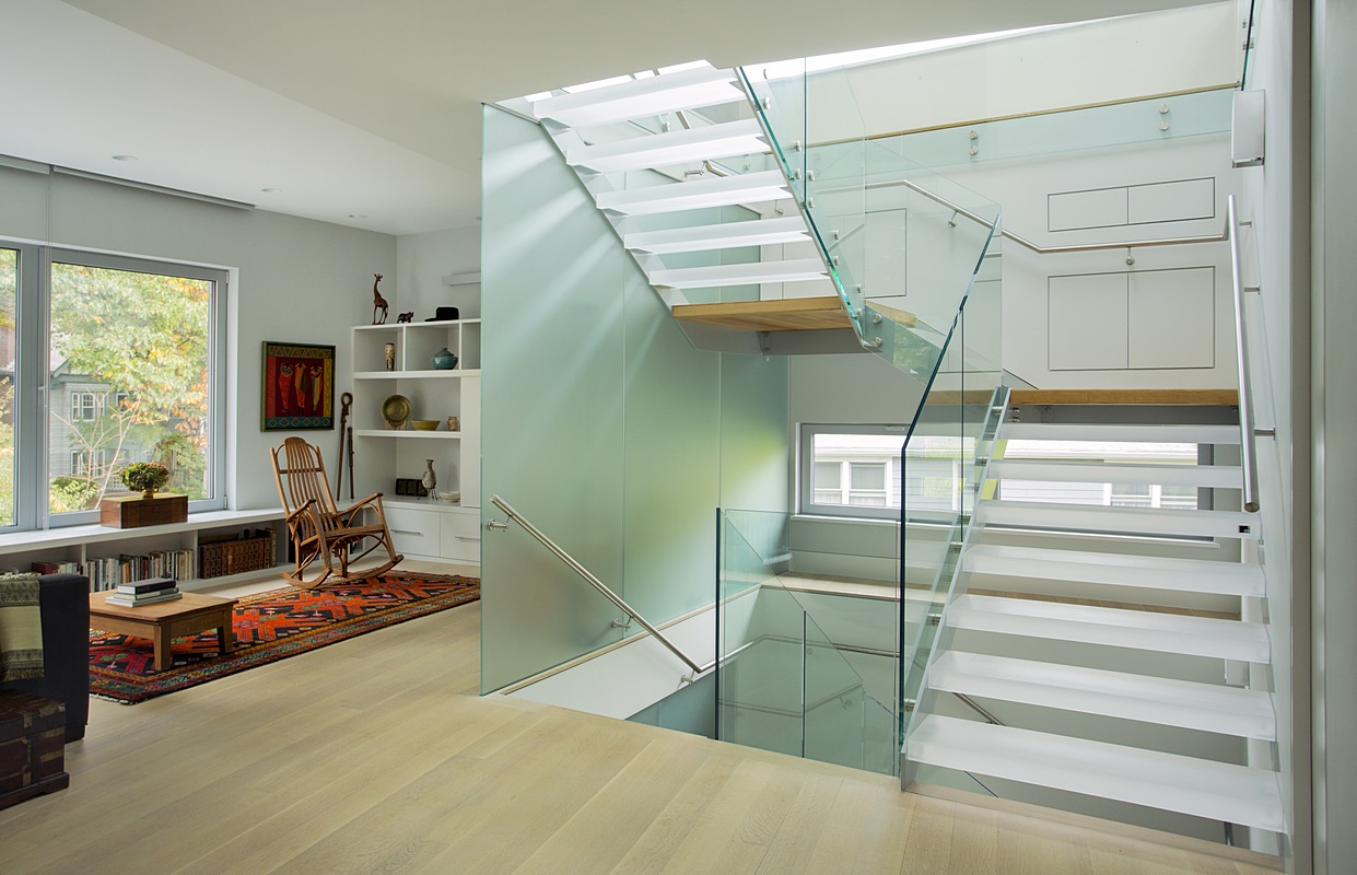 glass railing on stairs