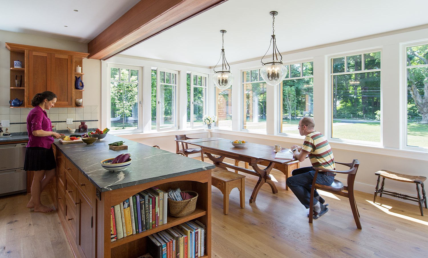Open concept kitchen and dining area