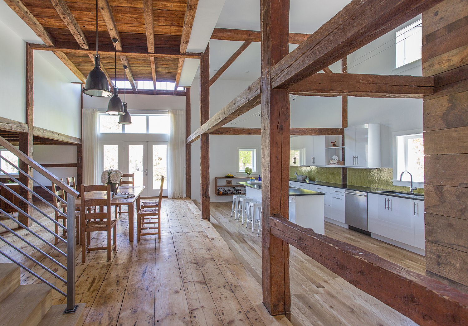 Renovated barn with step-down kitchen