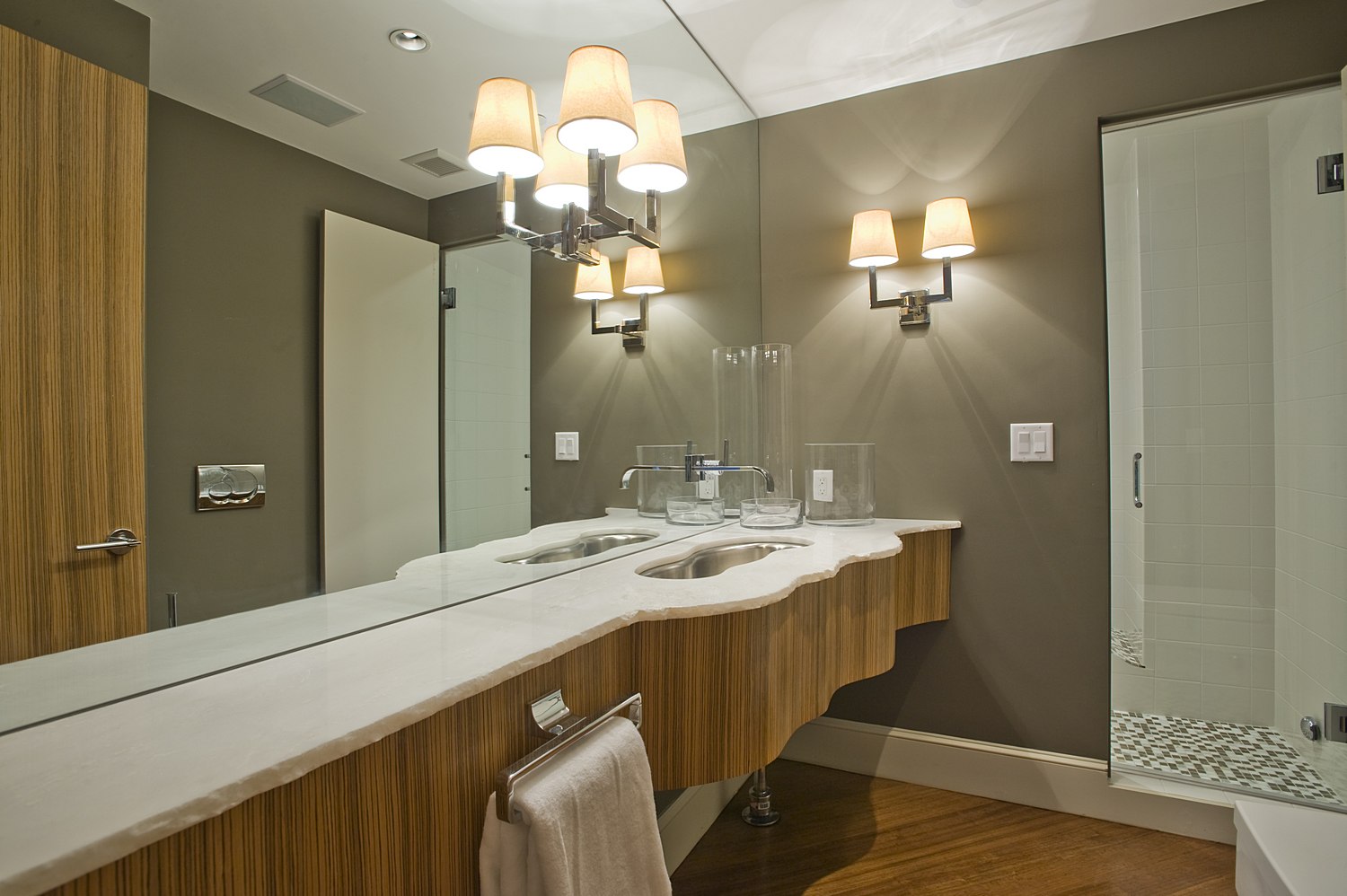 modern bathroom with custom counter