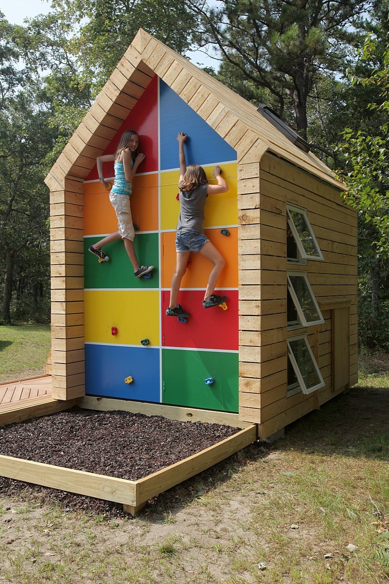 Playhouse with Rock Wall