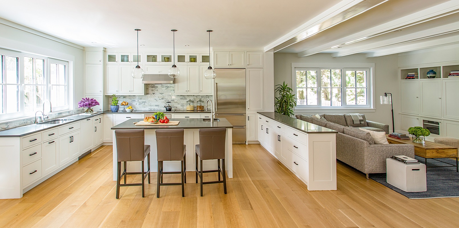 Open concept kitchen and living area