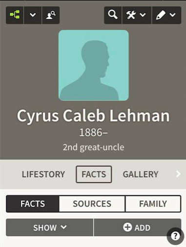 Meet the real Cale Lehman! His full name was Cyrus Caleb Lehman, but he went by "Cale." My aunt sent me this picture, so Cale is slightly more removed from me than just a 2nd great uncle. 
