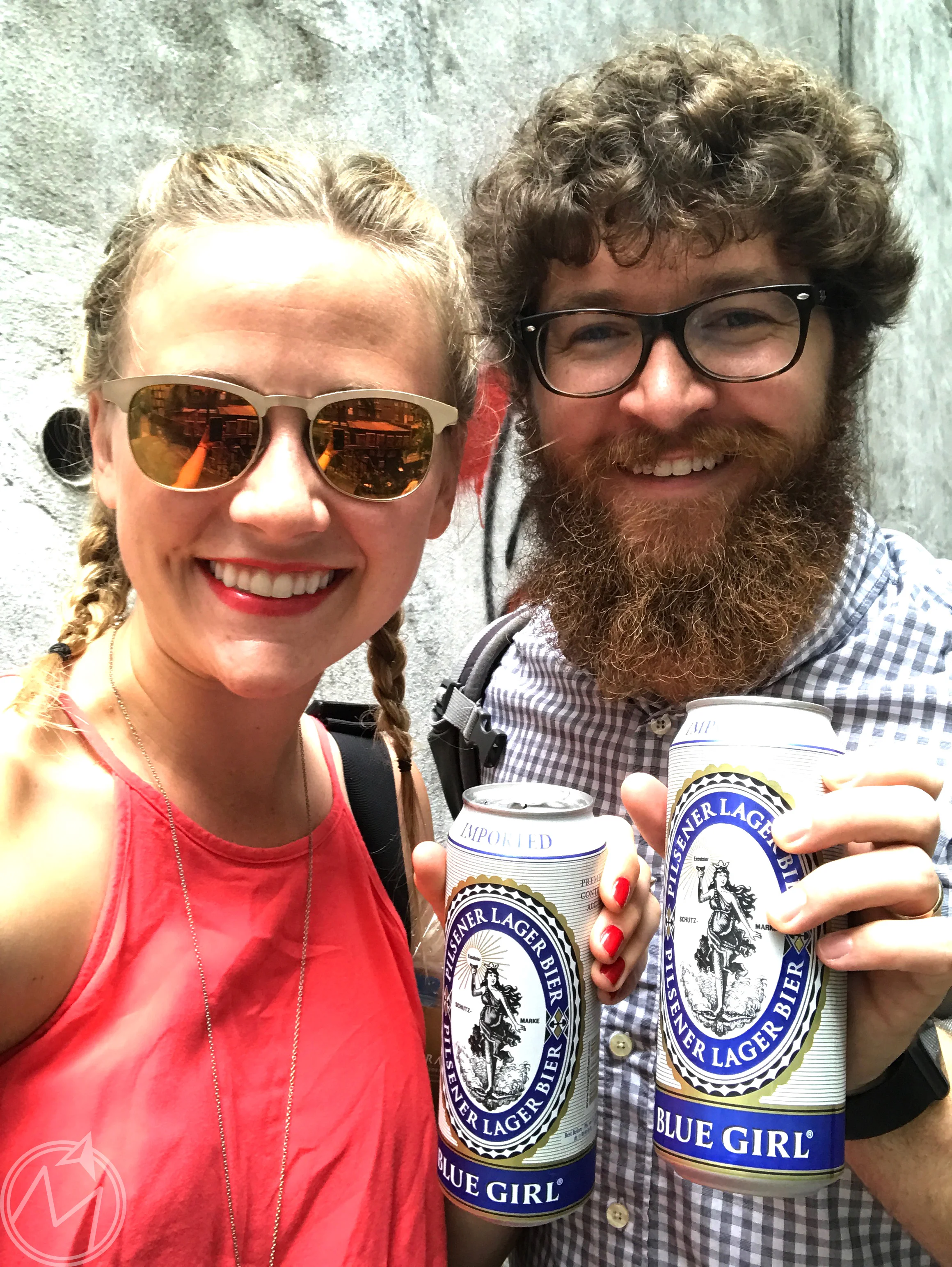 a beer for the birthday girl and her bearded mountain man!