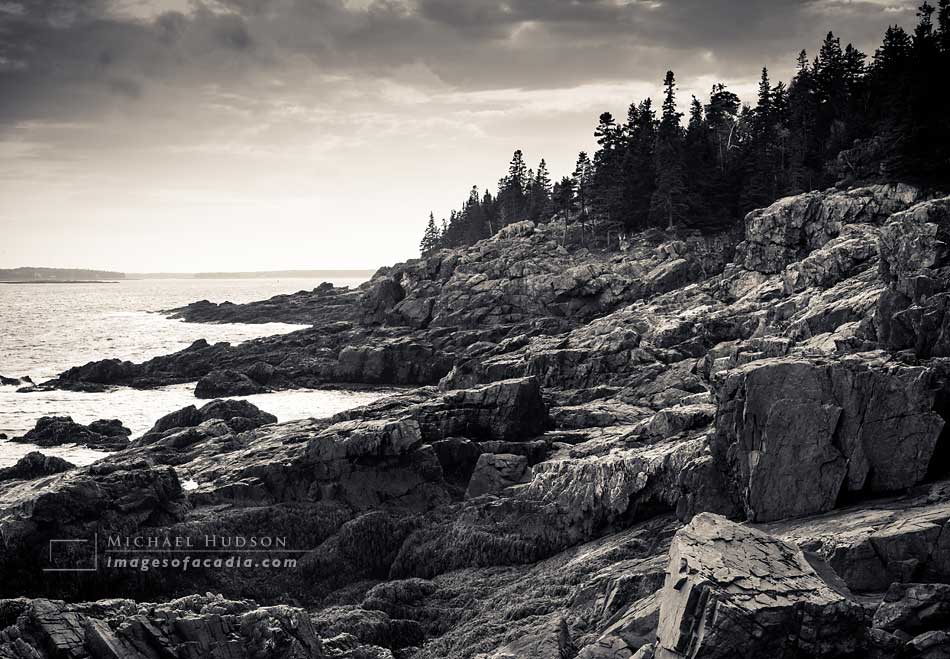 Rocky Maine coastline near Hunters Head, Acadia National Park, M