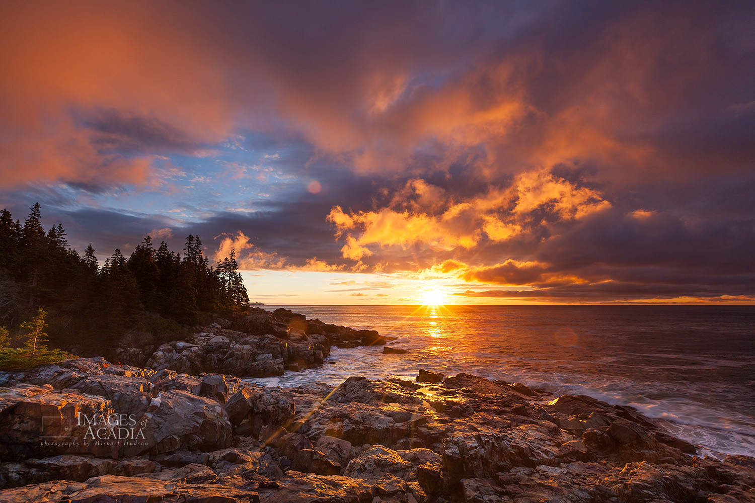  Sunrise along the rocky coastline of Acadia 