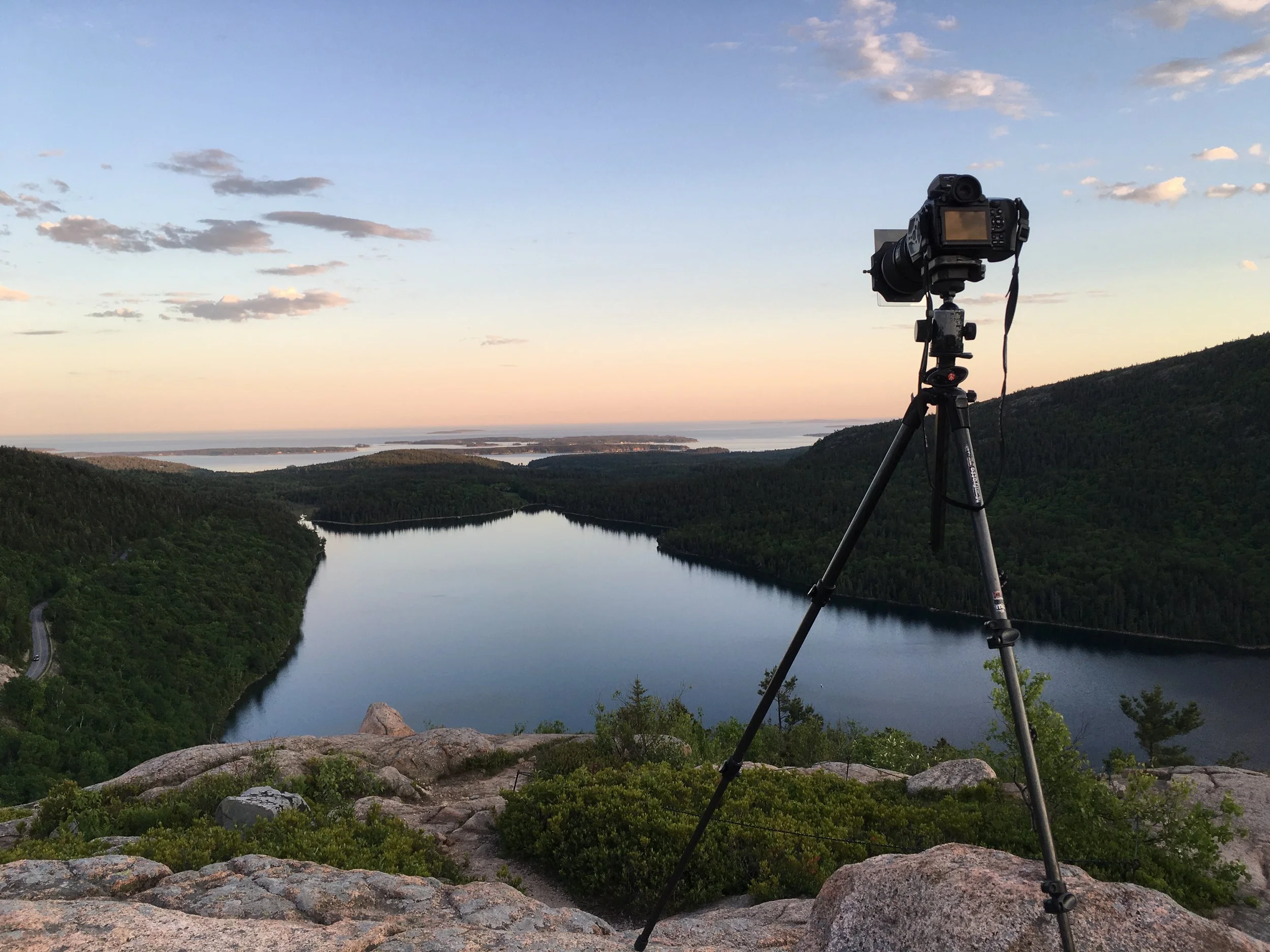 The Manfrotto 190CXPRO3 carbon fiber tripod and Pentax 645Z in action on top of Bubble Mountain