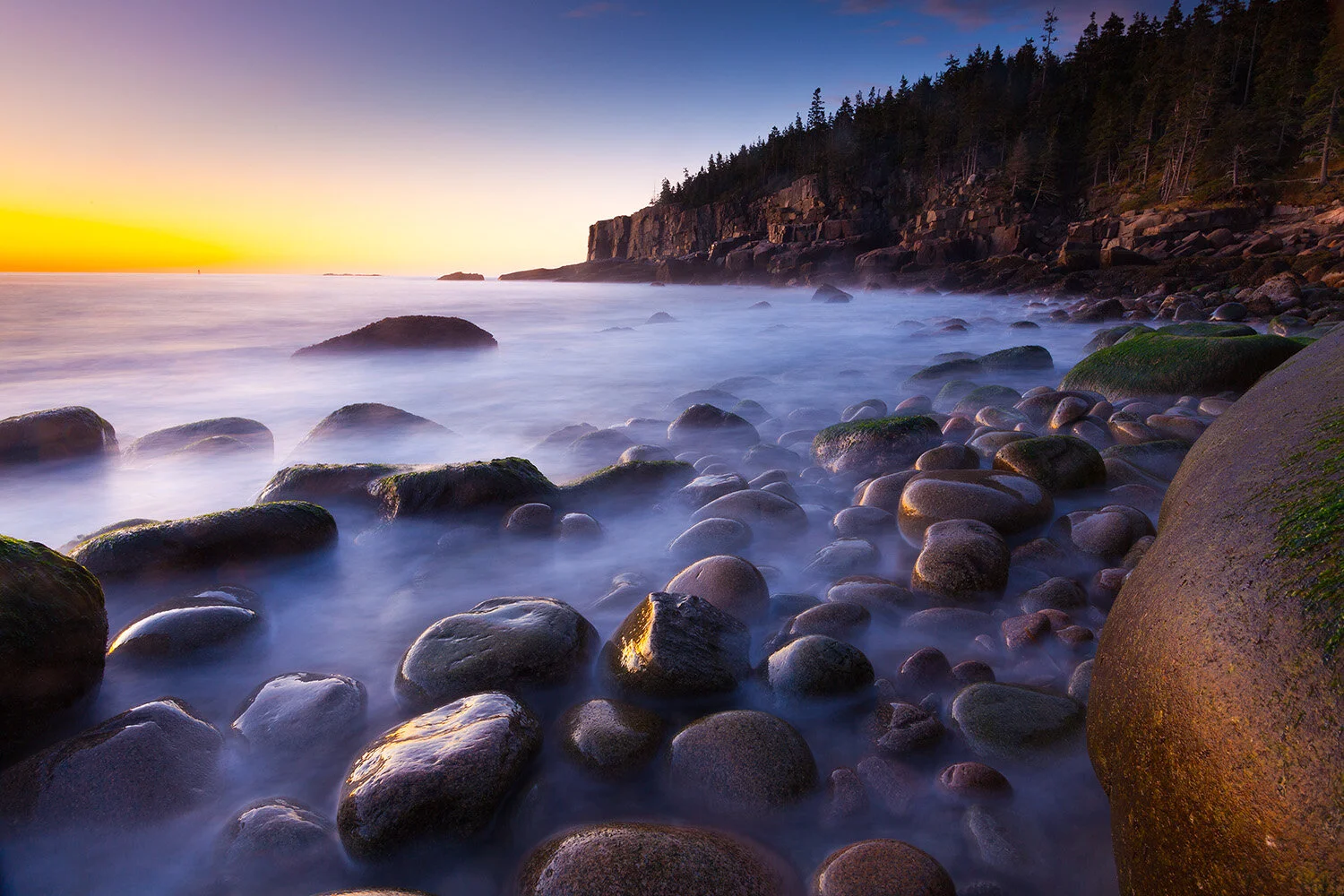 Dawn at the Boulder Beach, Otter Cliff, Acadia National Park, Ma
