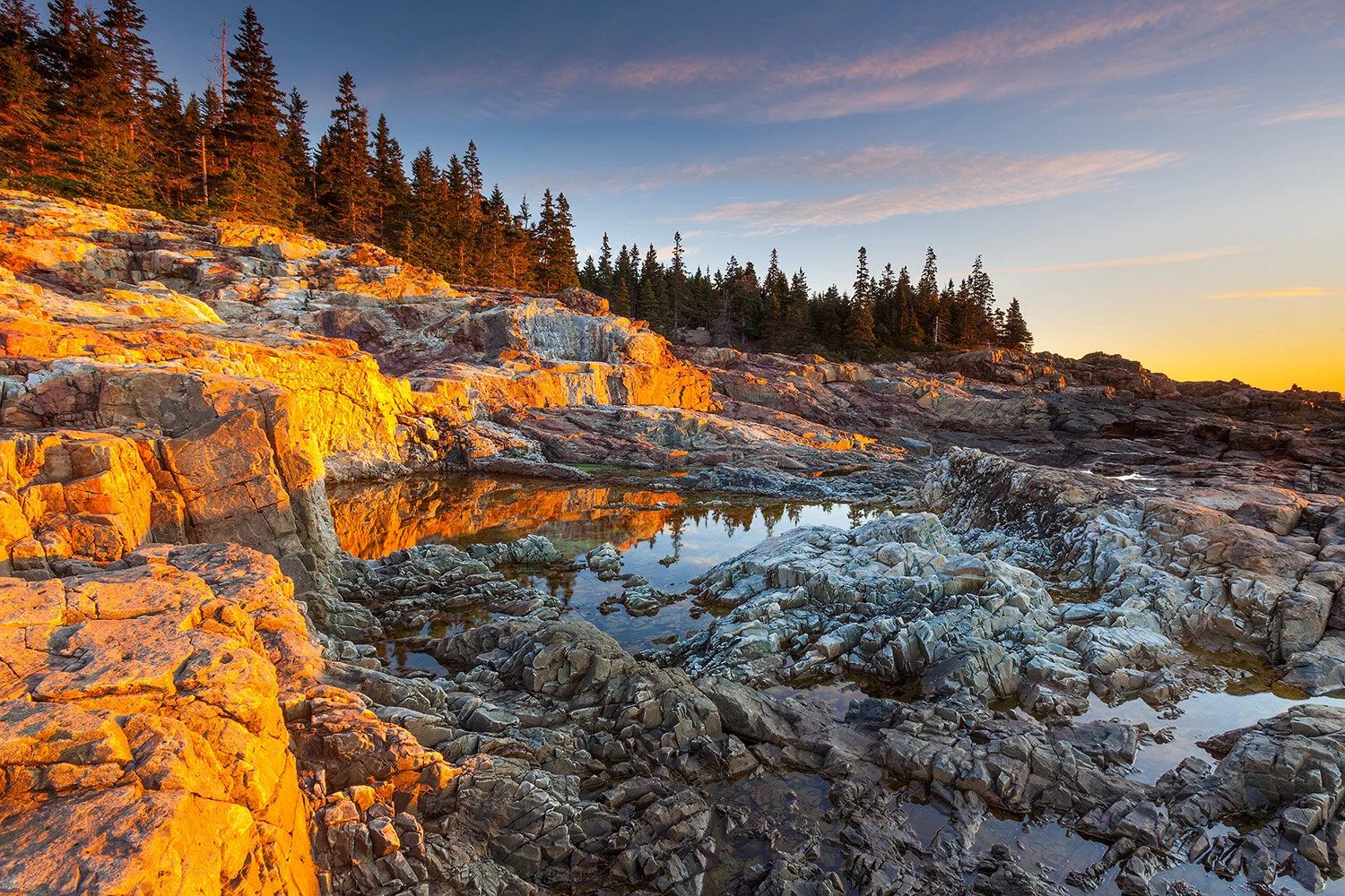 Sunrise at Hunters Head, Acadia National Park, Maine, USA