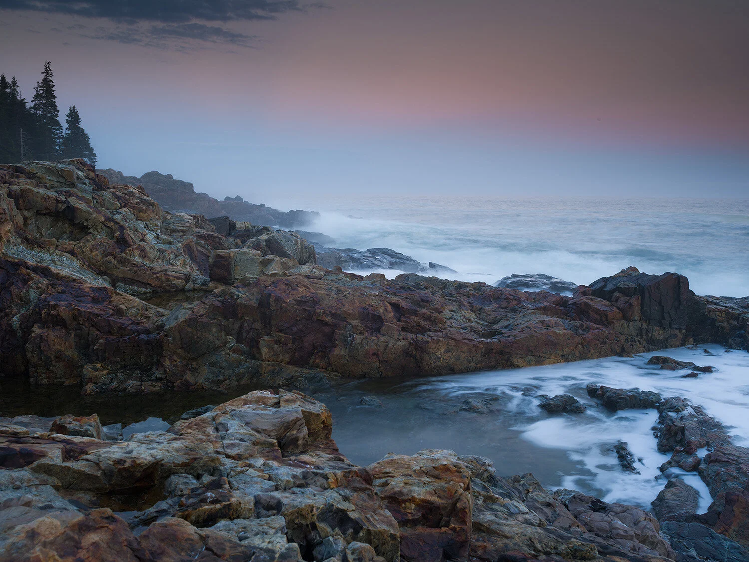 Dusk, Little Hunters Head, Acadia National Park, Maine, USA