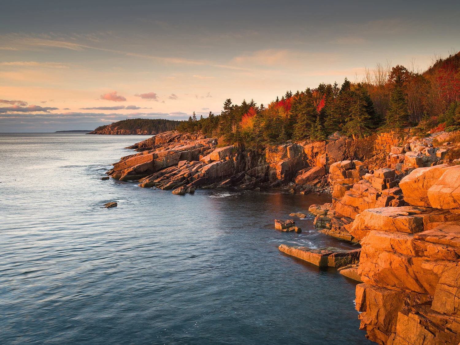 Early morning along the coast of Acadia National Park, Maine, US