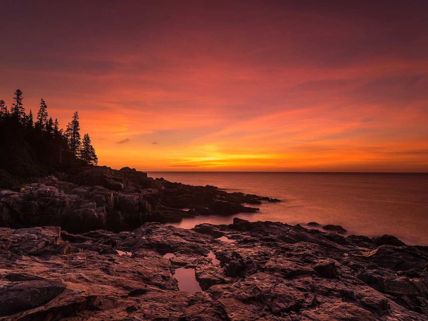 Sunrise at Hunters Head, Acadia National Park, Maine, USA