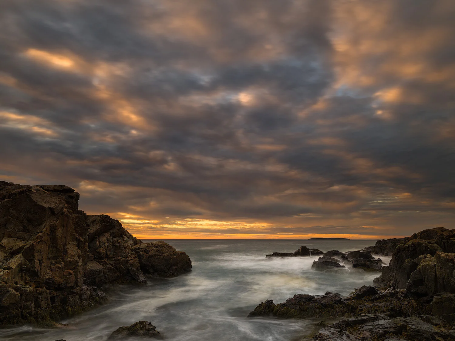 Rugged Maine coast at sunrise, Acadia National Park, Maine, USA