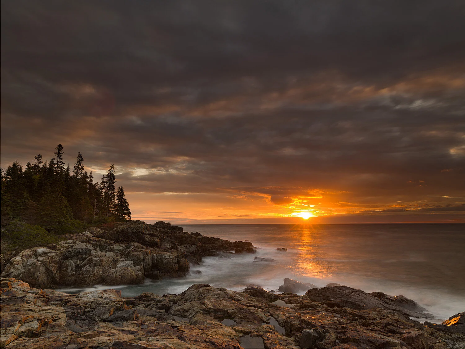 Rugged Maine coast at sunrise, Acadia National Park, Maine, USA