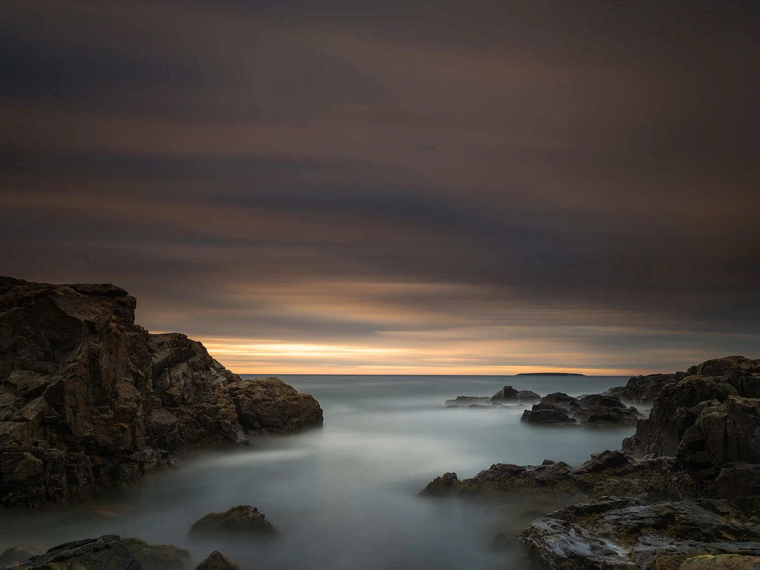Rugged Maine coast at sunrise, Acadia National Park, Maine, USA